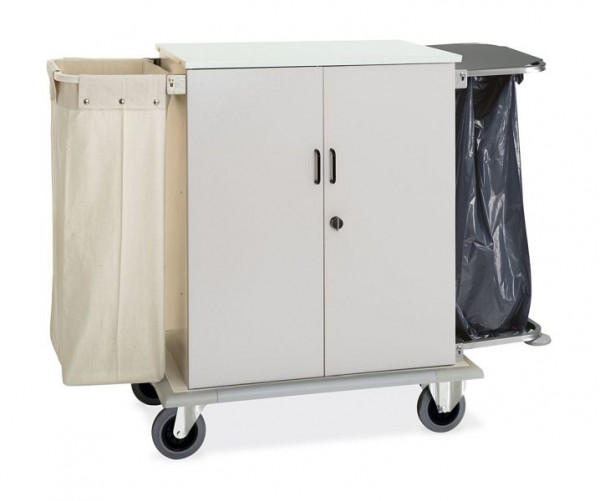 ETERNASOLID chariot armoire à linge CABINET avec portes + sac à linge et support sac poubelle, ES2026S