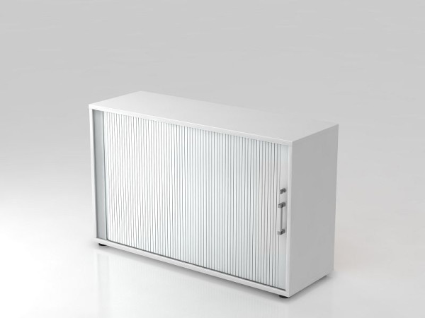 Armoire à volets roulants Hammerbacher horizontale, 2OH 120cm poignée chromée blanc/argent, 120x40x74,8 cm (LxPxH), V1732S/W/S/CE