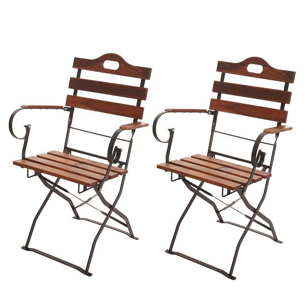 Mendler HWC-J40 ensemble de 2 chaises de jardin à bière, chaise de jardin pliante, acacia de qualité gastronomique, marron, 77441