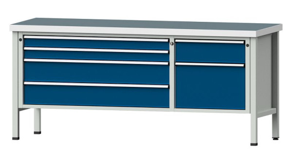 Établis ANKE Établi en caisson, modèle 286 V, 2000 x 700 x 900 mm, RAL 7035/5010, UBP 50 mm, 304.607