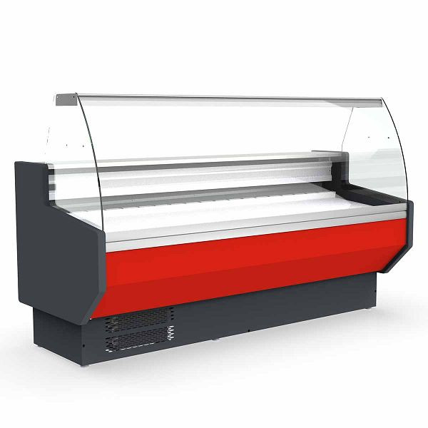 Vaiotec TOPLINE comptoir réfrigéré 250 - façade bombée "rouge", 246,5x80x123,5 cm, 10719