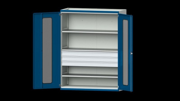 Etablis ANKE, armoire pour charges lourdes, modèle 303, 1485 x 630 x 1950 mm, zone de visualisation en plexiglas, RAL 7035/5010, 620.283