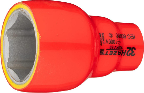 Embout pour clé à douille Hazet, hexagonal, double isolation, carré creux 12,5 mm (1/2 pouce), profil de traction hexagonal externe, 32 mm, 900KV-32