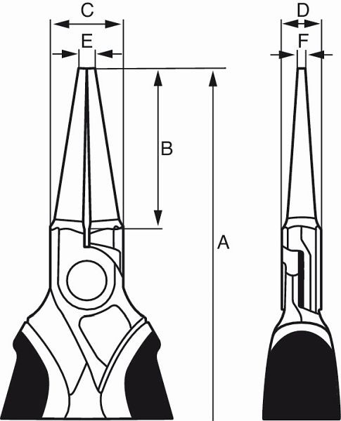 Pince à becs ronds Bahco ERGO™ avec poignées bi-matières isolées, phosphatée, testée VDE, 160 mm, 2521S-160