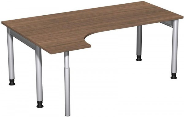 Bureau PC geramöbel gauche, réglable en hauteur, 1800x1200x680-820, noyer/argent, N-657324-NS