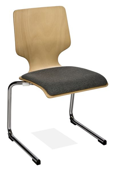 Chaise empilable Kaiser-Sitzmöbel cantilever KS28-N1SP2, forme : N1, assise rembourrée, UE : 6 pièces, KS28-N1SP2