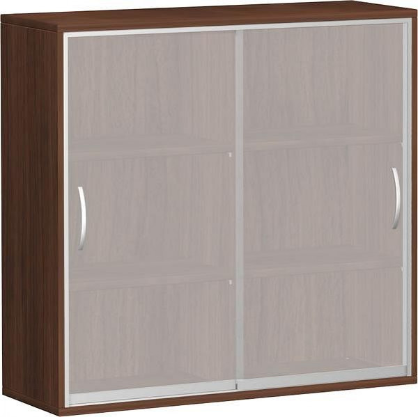Armoire à portes coulissantes geramöbel avec portes coulissantes en verre satiné, avec panneau central, 4 étagères décoratives, 1200x425x1152, noyer, N-10SG312-N