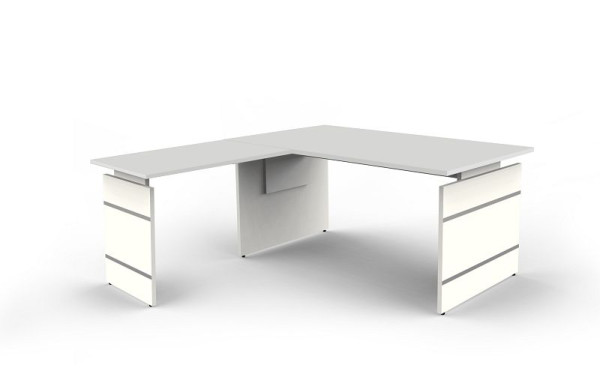 Bureau d'appoint Kerkmann réglable en hauteur L 1600 x P 800 x H 680-760 mm, forme 4, coloris : gris clair, 11464611