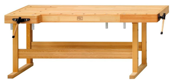Banc de rabotage ANKE; 2080x850x890mm; Pince avant à envergure 155 mm, pince arrière 160 mm, plaque sans insert, avec 2 paires de crochets pour banc rond en aluminium, 800 000