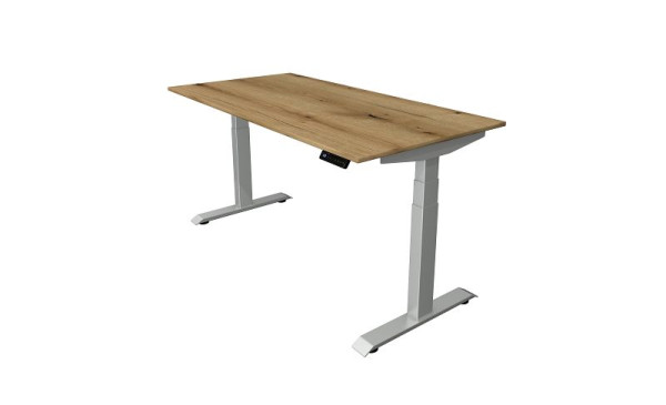 Table assis-debout Kerkmann L 1600 x P 800 mm, réglable en hauteur électriquement de 640 à 1290 mm, chêne, 10040655