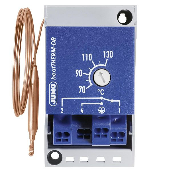 Limiteur de température de sécurité JUMO, 70 à 130 °C, capillaire 2000 mm, rail oméga, 60003287