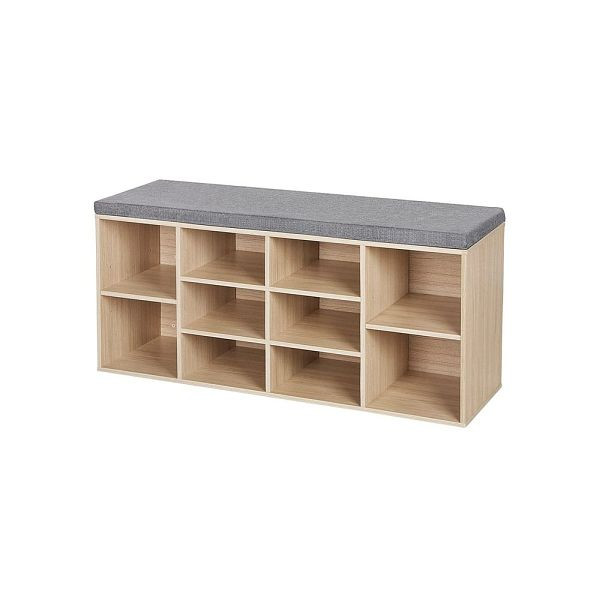 VASAGLE Banc à chaussures rembourré gris naturel, 104x30x48 cm, LHS10NL