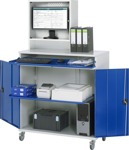 Armoire informatique RAU - modèle 65, L1100 x P520 x H1895 mm, boîtier moniteur L650 x P250 x H710 mm, 07-1100-M65-MG2F.11