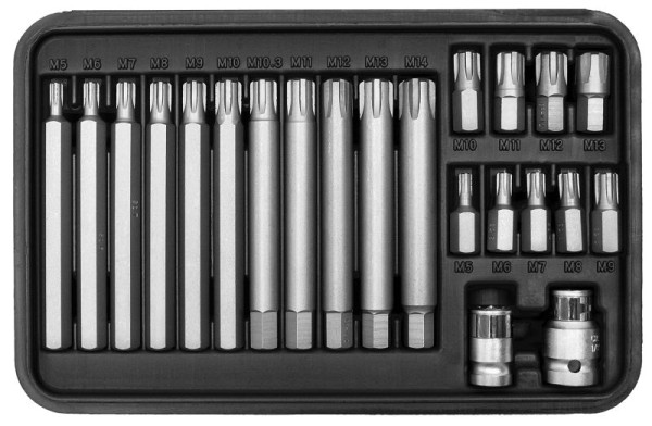 Assortiment d'embouts en acier SW, 3/8", profil RB, 5-14, 22 pièces, 04425L