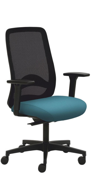Mayer Sitzmöbel chaise pivotante, piètement en plastique, accoudoirs 3D, dossier en résille, turquoise, 2228_AV3D_SYM+_30616