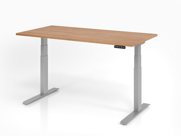 Bureau Hammerbacher XDKB16, 160 x 80 cm, plateau : noyer, épaisseur 25 mm, chant épais en ABS, forme rectangulaire, VXDKB16/N/S
