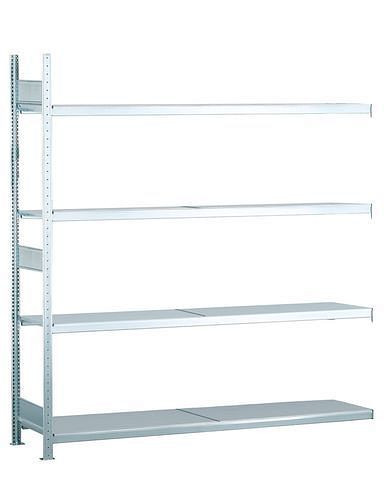 Rayonnage grande portée Schulte avec tablettes en acier, champ supplémentaire, 4 niveaux de rangement, largeur des compartiments 2000 mm, 2006 x 536 x 2500 mm, 278889