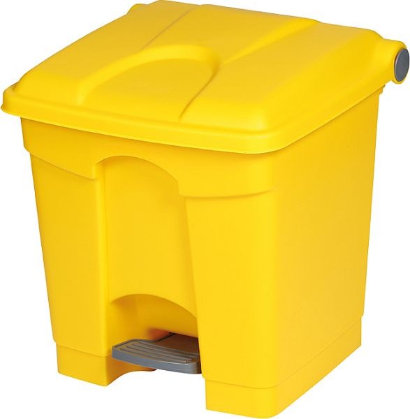 Poubelle à pédale Orgavente monochrome en PP, jaune, HxLxP 435x410x398 mm, 30 litres, SO-1230-YEL