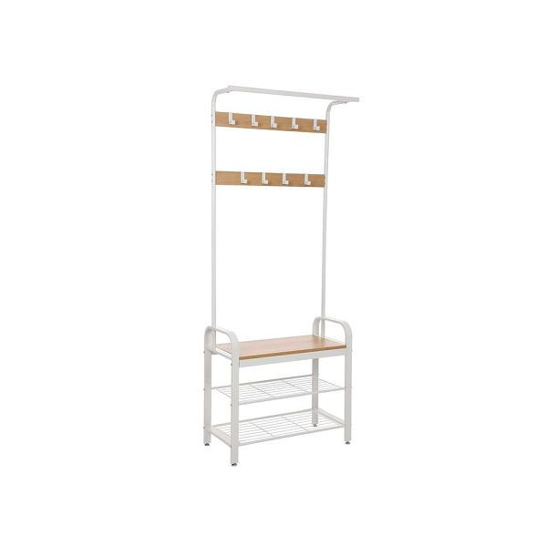 Armoire & banc style industriel VASAGLE, coloris blanc-naturel, HSR40W
