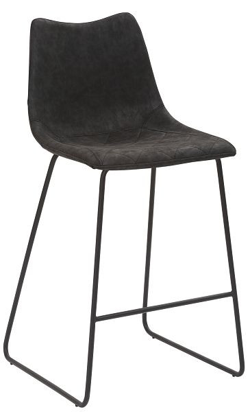 Mayer Sitzmöbel tabouret de comptoir mySOLO, housse d'assise cuir synthétique PU noir vintage, piètement luge noir, 1175_K3_547