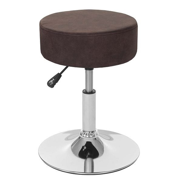 Tabouret Mendler HWC-C22, tabouret de maquillage tabouret, réglable en hauteur Ø 35cm, imitation daim, marron foncé vintage, 61187
