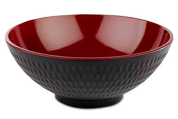 Bol APS -ASIA PLUS-, Ø 20 cm, hauteur : 8 cm, 1,1 litre, mélamine, intérieur : rouge, brillant, extérieur : noir, mat, 15420