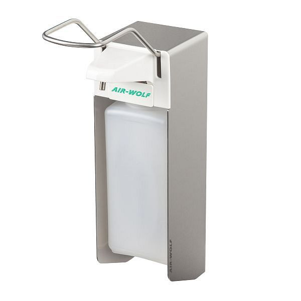 Distributeur de désinfectant et de savon Air Wolf, série Omicron II, H x L x P : 340 x 94 x 222 mm, acier inoxydable brossé, 35-460