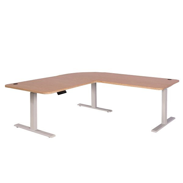 Plateau de table Mendler HWC-D40 pour bureau d'angle, plateau de bureau, 90°, brun clair, 75756