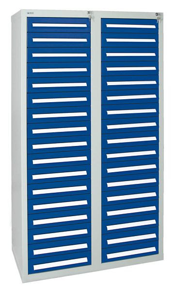 armoire à tiroirs émoussés série T-100/35-4, RAL 7035/5010, 34 tiroirs (34 x100 mm), 8154174