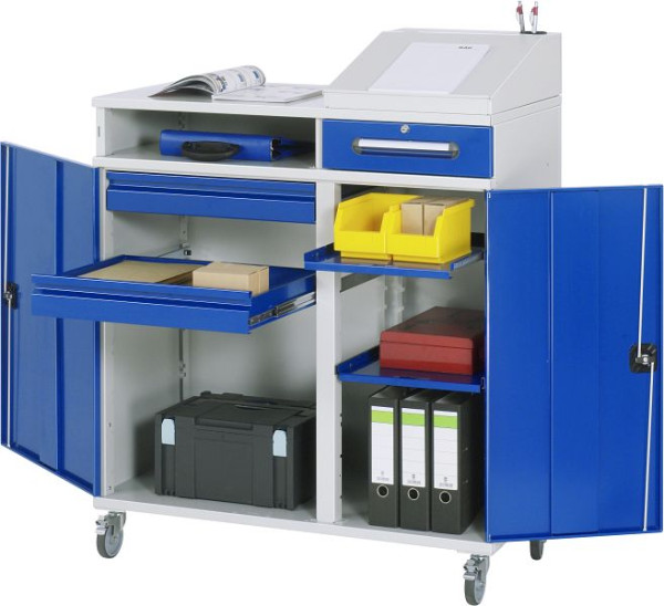 Bureau debout avec armoire latérale RAU - modèle 07, L1100 x P520 x H1185/1235/1345 mm, 07-1100T-M07F.11