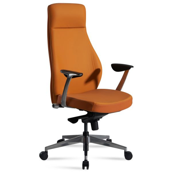 Chaise de bureau Amstyle avec revêtement en cuir artificiel, caramel, jusqu'à 120 kg, fauteuil de direction, réglable en hauteur, ergonomique avec accoudoirs et dossier haut, fonction bascule, SPM1.449