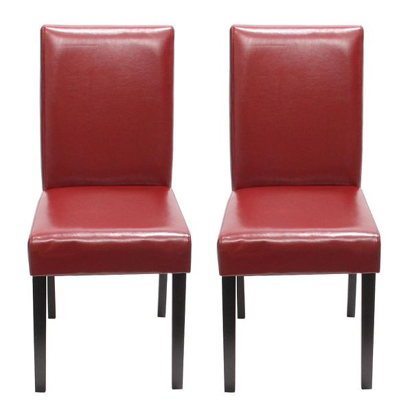 Mendler ensemble de 2 chaises de salle à manger chaise chaise de cuisine Littau, simili cuir, rouge, pieds foncés, 31517