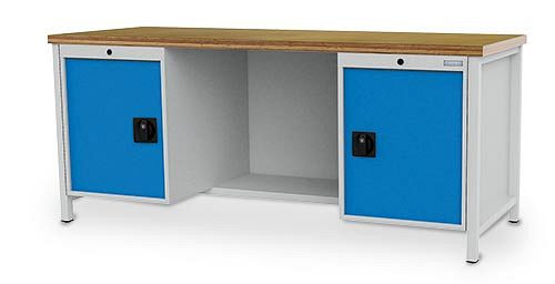 Établi à caisson Bedrunka+Hirth série 2000 R18-24, tiroir extension totale 100%, 100 kg, droite 1x porte 600 mm + 1x étagère, 2000 x 750 x 859 mm, 03.19.27V