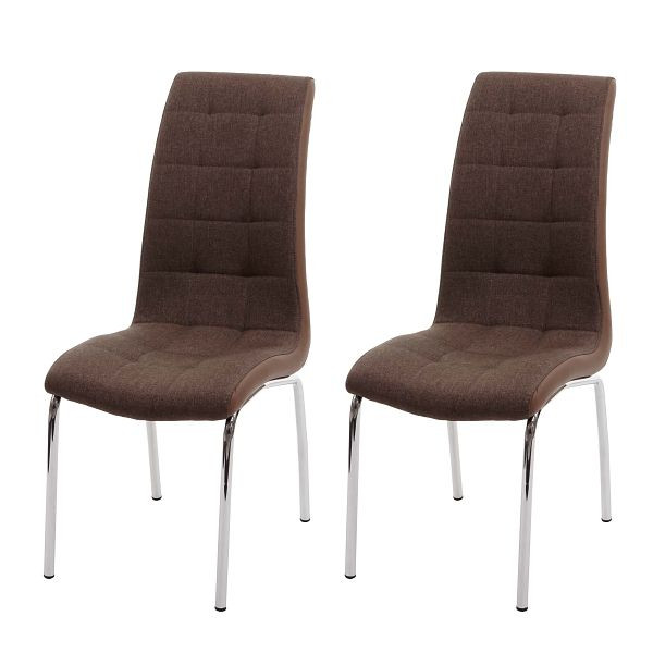 Mendler Lot de 2 chaises de salle à manger HWC-F29, chaise de cuisine, tissu/textile simili cuir, marron, 69500