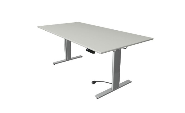 Kerkmann Move 3 table assis/debout argent, L 2000 x P 1000 mm, réglable en hauteur électriquement de 720 à 1200 mm, gris clair, 10233611