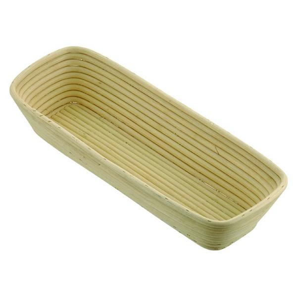 Moule à pain / panier de fermentation Schneider long avec fond tressé, tête carrée 320 x 130 mm, 1000 grammes, 201500