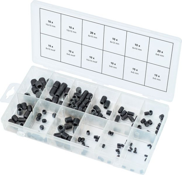 Gamme de vis sans tête KS Tools, métriques, 160 pièces, 970.0400