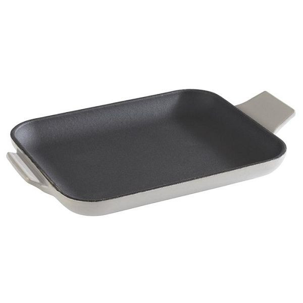 Plat de service APS -FONTE-, 16 x 13 cm, hauteur : 2 cm, fonte, émaillé, intérieur : noir, extérieur : gris, brillant, 88223