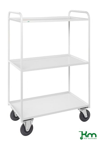 Kongamek 3 Étagères Chariot Étagère Entièrement Soudé 955x550x1490mm Blanc 2 Fixe 2 Pivotant KM4149