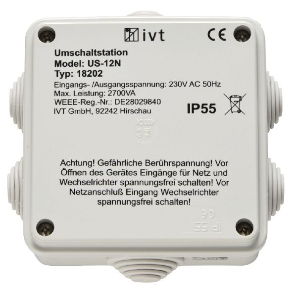 Station de commutation IVT US-12N, 230 V AC, 12 A, 2700 VA, 400033