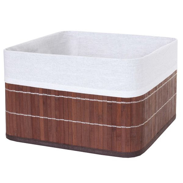 Mendler panier de rangement HWC-C21, panier boîte de rangement boîte de commande boîte de tri étagère panier, bambou, marron, 61223
