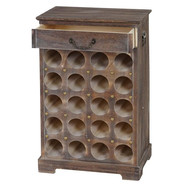 Casier à vin Mendler Lucan T324, casier à bouteilles pour 20 bouteilles, 76x48x31cm, aspect shabby, vintage, marron, 37467