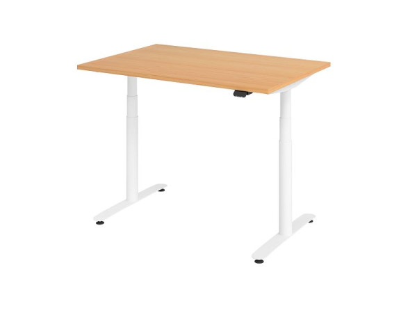 Hammerbacher bureau assis-debout électrique 120x80cm hêtre/blanc, VXDLR12/6/W