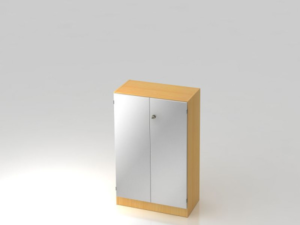 Armoire Hammerbacher 3OH avec panneau de base poignée rayée hêtre/argent, 80x42x127 cm (LxPxH), V6550/6/S/SG