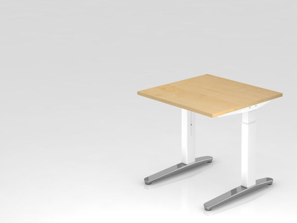 Bureau Hammerbacher pied C 80x80cm érable/blanc, poli, forme rectangulaire, VXB08/3/WC