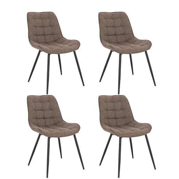 HOME DELUXE Chaises rembourrées pour salle à manger, lot de 4 IKALO – tissu tissé gris/marron, 50865