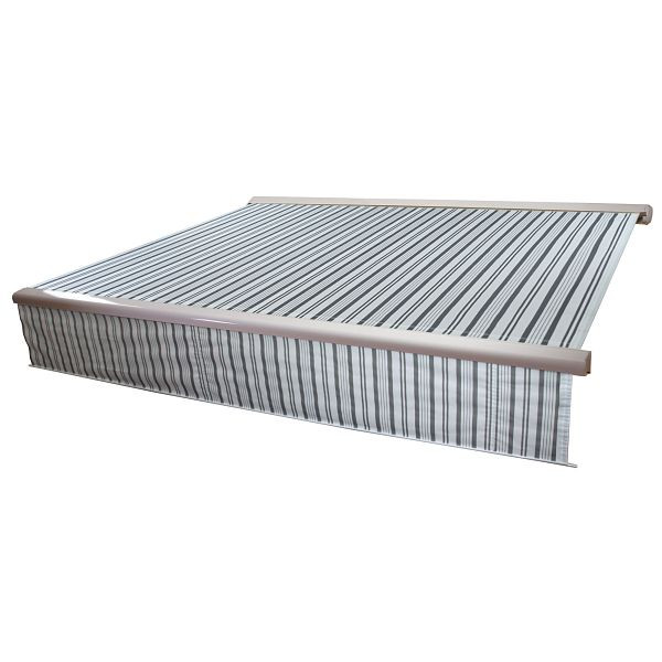 Store banne électrique Mendler T124, store extensible 5x3m, polyester gris/blanc, 37873+34295+35606