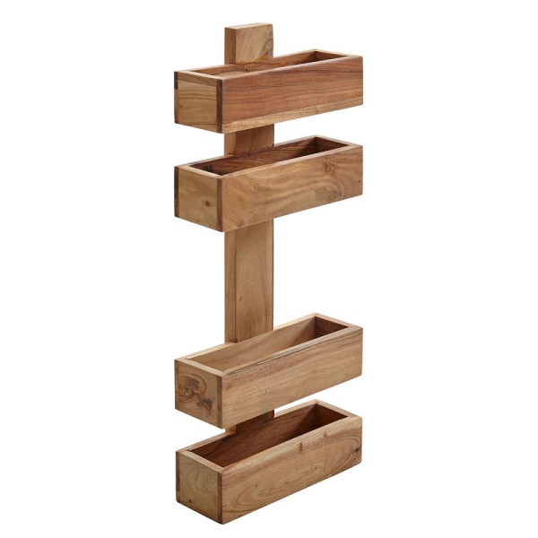 Wohnling porte-revues MUMBAI en bois d'acacia massif 2 compartiments de rangement, porte-brochures design style maison de campagne, WL1.534