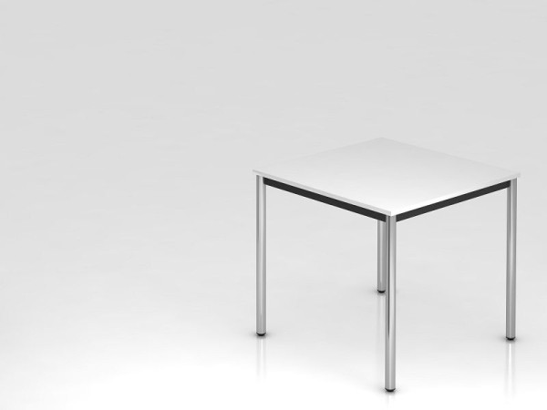 Table de réunion Hammerbacher base ronde 80x80 blanc/chrome, forme rectangulaire, VDR08/W/C