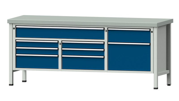 Établis ANKE Établi en caisson, modèle 282 V, 2000 x 700 x 850 mm, RAL 7035/5010, ZBP 50 mm, 304.546